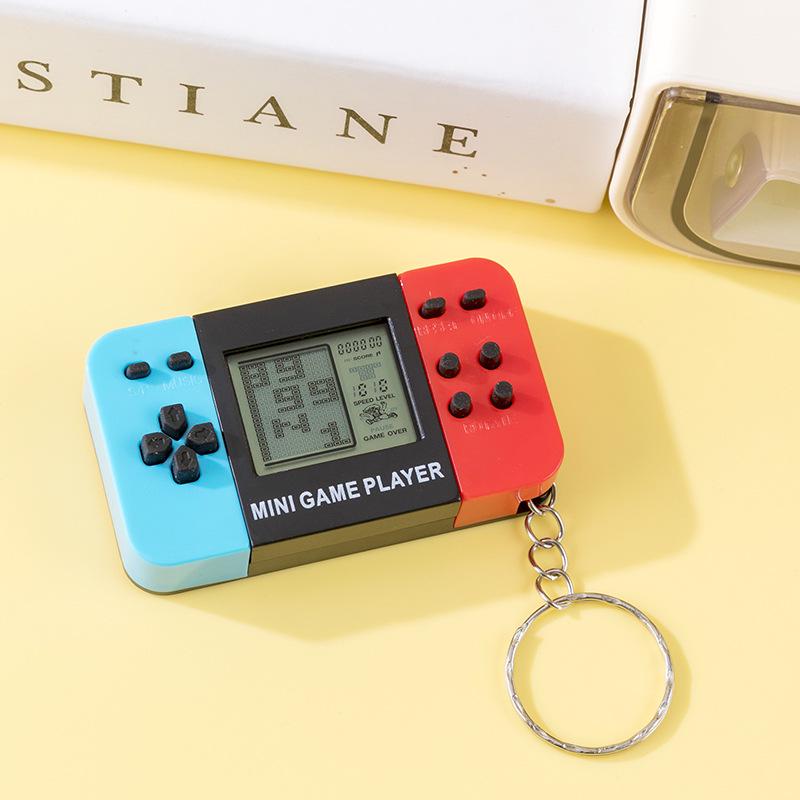 Mini Dual-Color Electronic Tetris Game Keychain Console