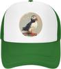 Puffin Bird Graphic Print Polyester Trucker Hat Adjustable Summer Casual Baseball Cap for Unisex