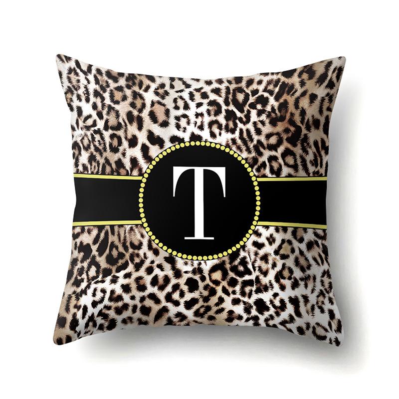 Polyester Pillow Case Decorative Leopard Print Home Furnishing 26 English Letter Printed Pillow Case