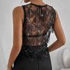 Fringe Crop Top Embroidery Sheer Camisole Chic Sequin Vest Tops  Streetwear