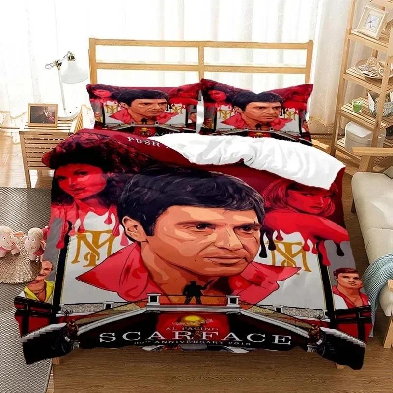 Tony Montana Scarfaces Printed Bed Set Duvet Cover Pillowcase Bedding Set Bed Linen Sheet Quilt Cover Full Queen King Size
