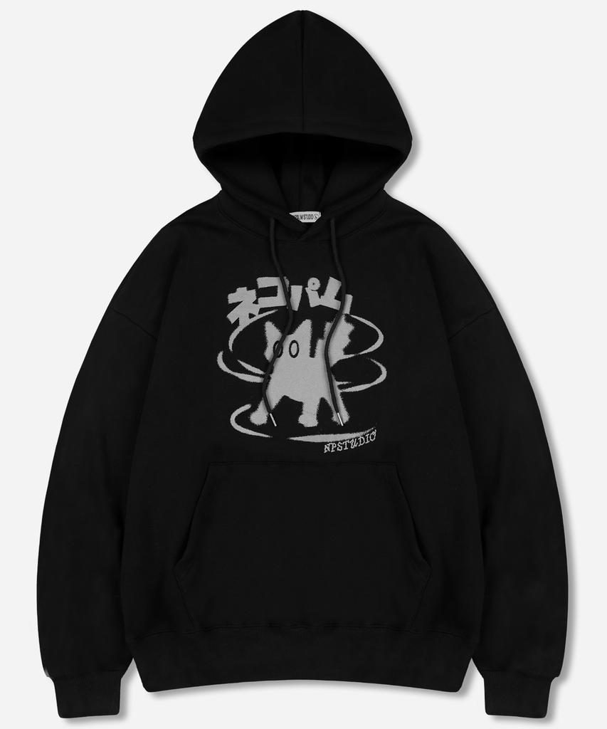 Neko Palm Logo Oversized Hoodie Black [Select Non-Fleece Or Fleece]