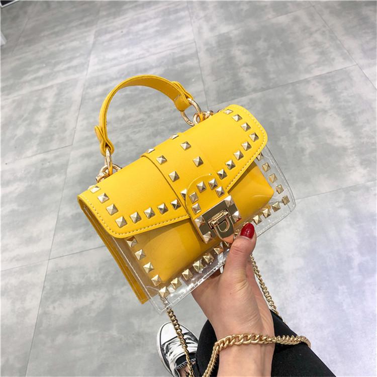 SCIONE Women's 2025 Fashion Studs Transparent Jelly One Shoulder Crossbody Bag