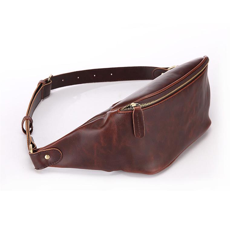 Marsupio da Uomo Retrò in Pelle PU Moda Sportiva Borsa a Spalla sul Petto Borsa da Viaggio per Ciclismo Marsupio per Cellulare da Uomo Portafoglio Zero