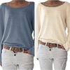 Solid Color Knitted Women's T-shirt Top Base Shirt