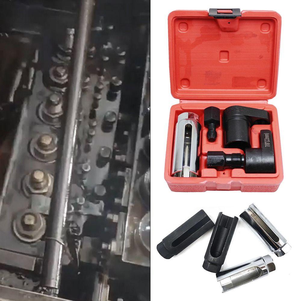 3/5PCS Red Box Oxygen Sensor Removal Tool Plum Blossom Square Mouth Steel Oxygen Sensor Wrench Kit Repair Tool Sleeves