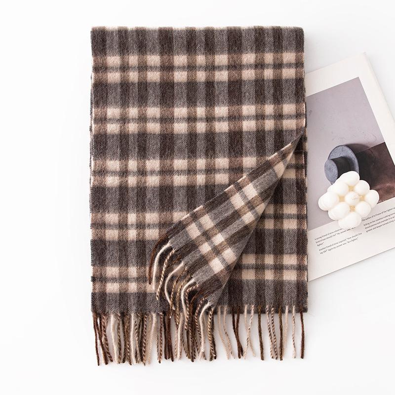 Wool Scarf Women's Autumn and Winter New Korean Style Plaid Shawl Long Cold-proof Warm Tassel Scarf