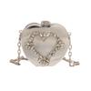 Dinner bag for women Metal mini rhinestone tassel shoulder bag women's chain crossbody chain box gold evening bag