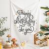 Minimalist Black White Happy Birthday Tapestry Party Backdrop for Kids Adults Birthday Decor Bedroom Photo Background