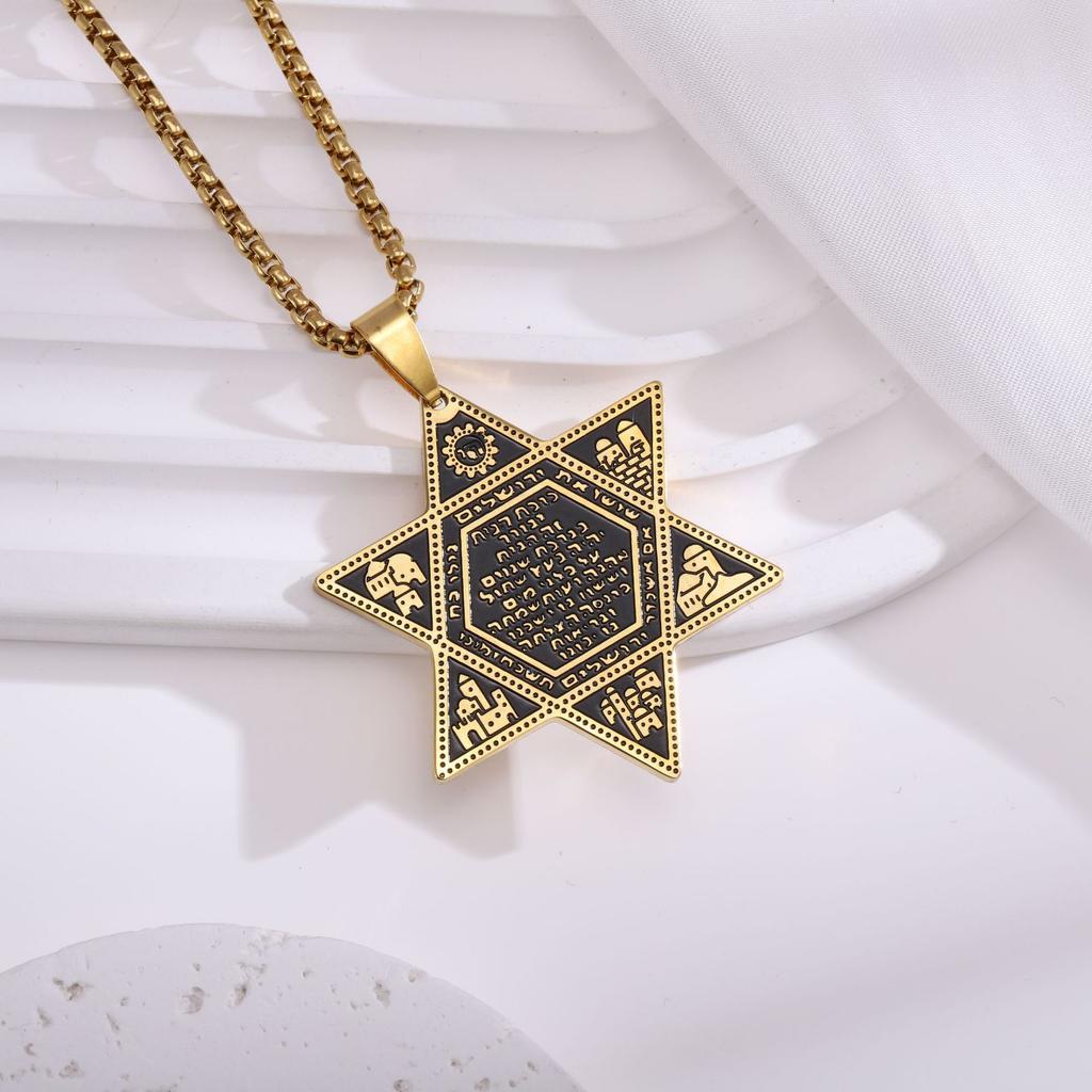 Nuova Stella Ebraica a Sei Punte Collana con Pendente Ebraico Collana Stella di David Gioielli per Uomo