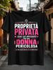 Pink And Italian Propriet Privata Donna Pericolosa Relationship Warning With Lock And Lightning Unisex All TShirt