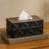 Tissue Box with Wood Lid, Large Capacity Waterproof Tissue Holder, Simple Style Desktop Tissue Dispenser for Home And Office