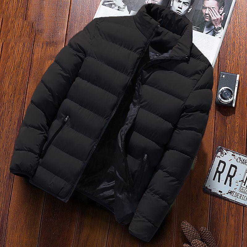 Brand Men's Thick Warm Down Cotton Jacket - Autumn/Winter Casual Stand Collar, Slim Fit.