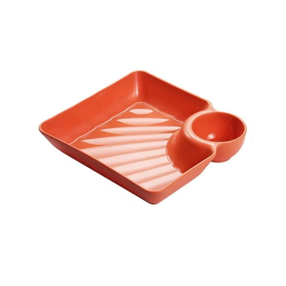 10Pcs Square Divided Plates Plastic Dumpling Plate Snack Serving Dishes  Sushi Presentation