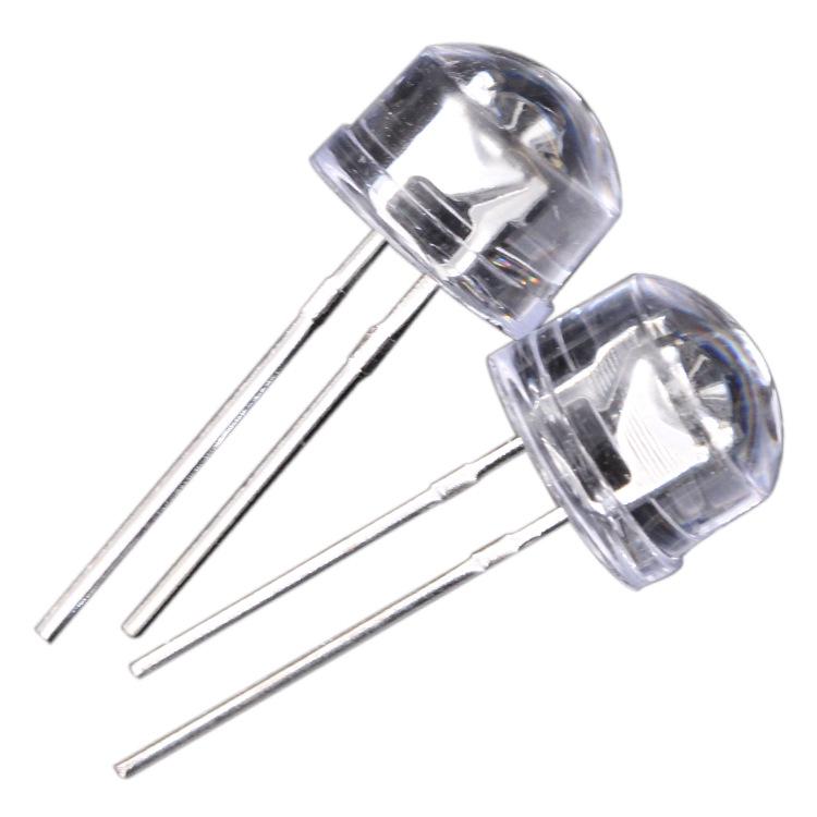 High Brightness 8mm Grass Hat LED Lamp Beads - White, Red, Blue, Green, Yellow, Short Pins with Rim