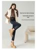 Women's High-Waisted Slimming Fleece Jeans - Cuffed One-Piece, Winter 2024 Casual Fashion