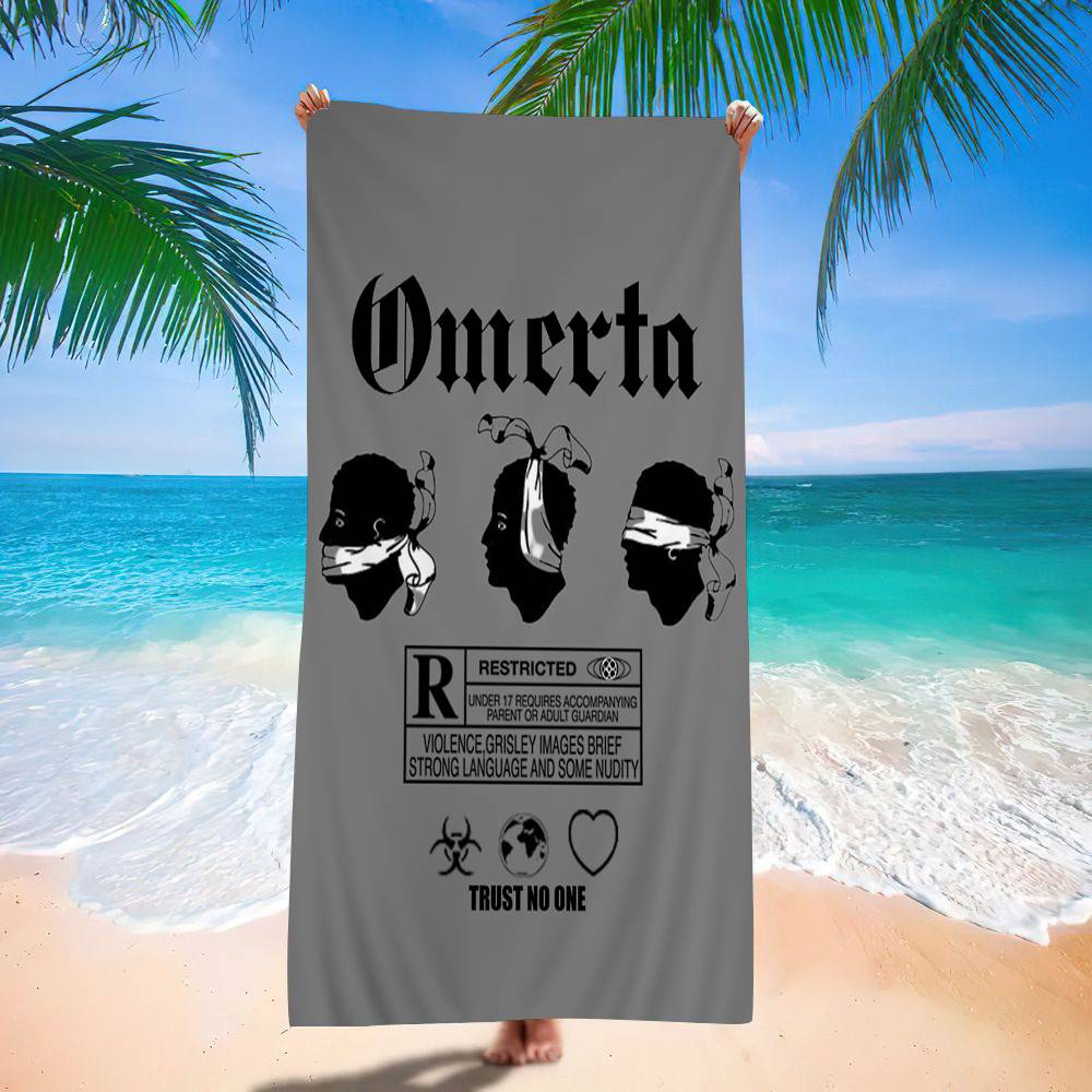 Marke Omerta Maes 47 Logo Schwarzes Mikrofaser Strandtuch Saugfähig Schnelltrocknend Weich Yoga Schwimmen Resort Bergsteigen Handtuch