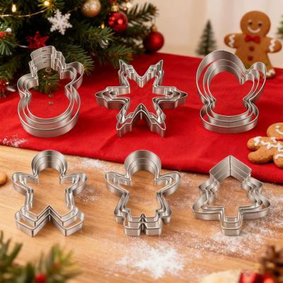 Christmas Cookie Cutters Moulds Stainless Steel Xmas Theme Biscuits Mold DIY Dessert Pastry Decoration Baking Tools