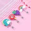 New Cartoon Silicone Cute Fruit Flower Retractable Badge Reel Exhibition ID Name Card Badge Holder Alligator Clip Stationery