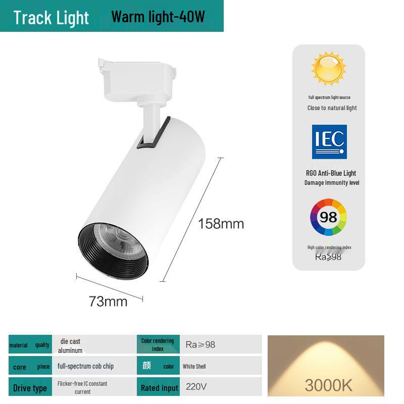 Full Spectrum COB LED Track Spotlight for Living Room & Shop