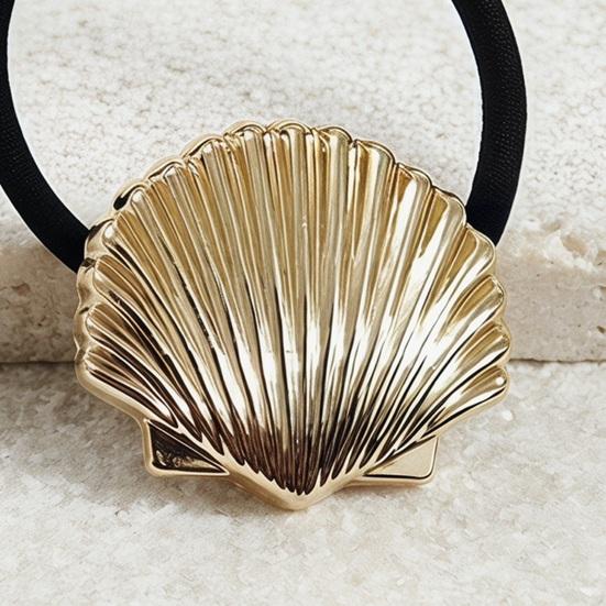 3Pcs Women Hair Ties Elastic Hair Bands with Metal Conch Shell Starfish Decoration Soft