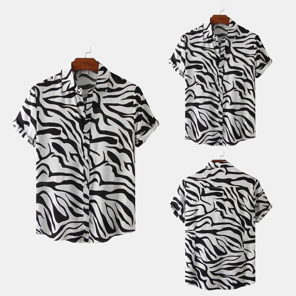 2026 Summer Men's Short Sleeve Floral Shirt - European and American Style