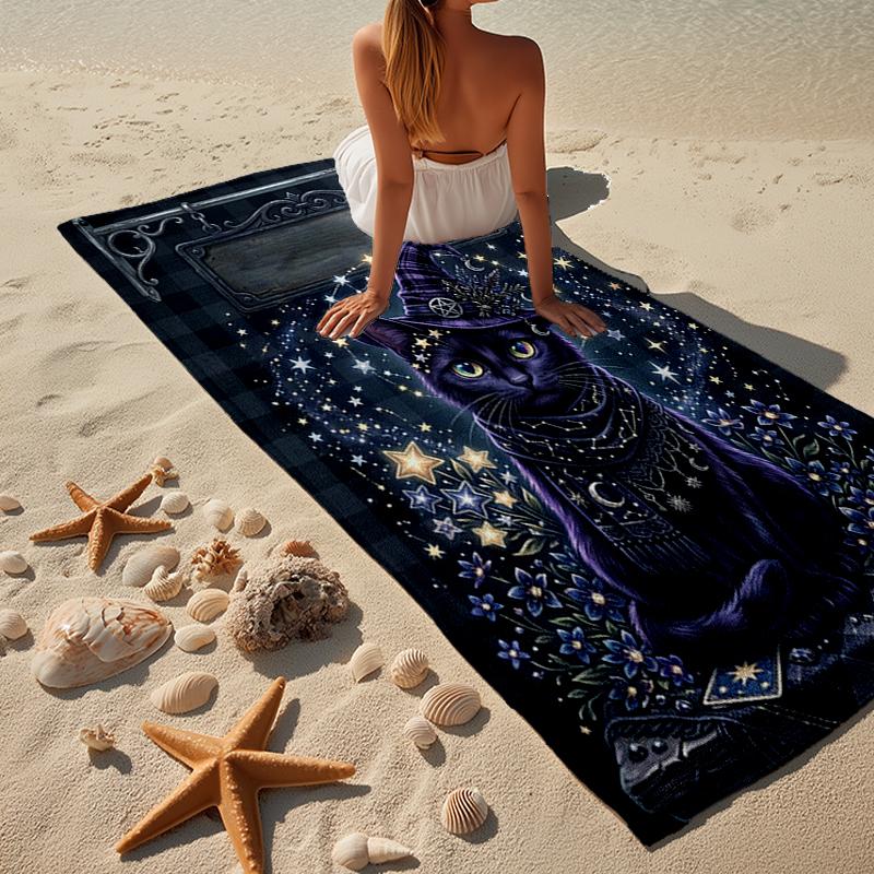 Cosmic Cat Dreamscape Beach Towel, Super Soft Microfiber, Gift for Her/Him, Birthday, for Pool, Beach, Travel, Home Decor Fan gifts