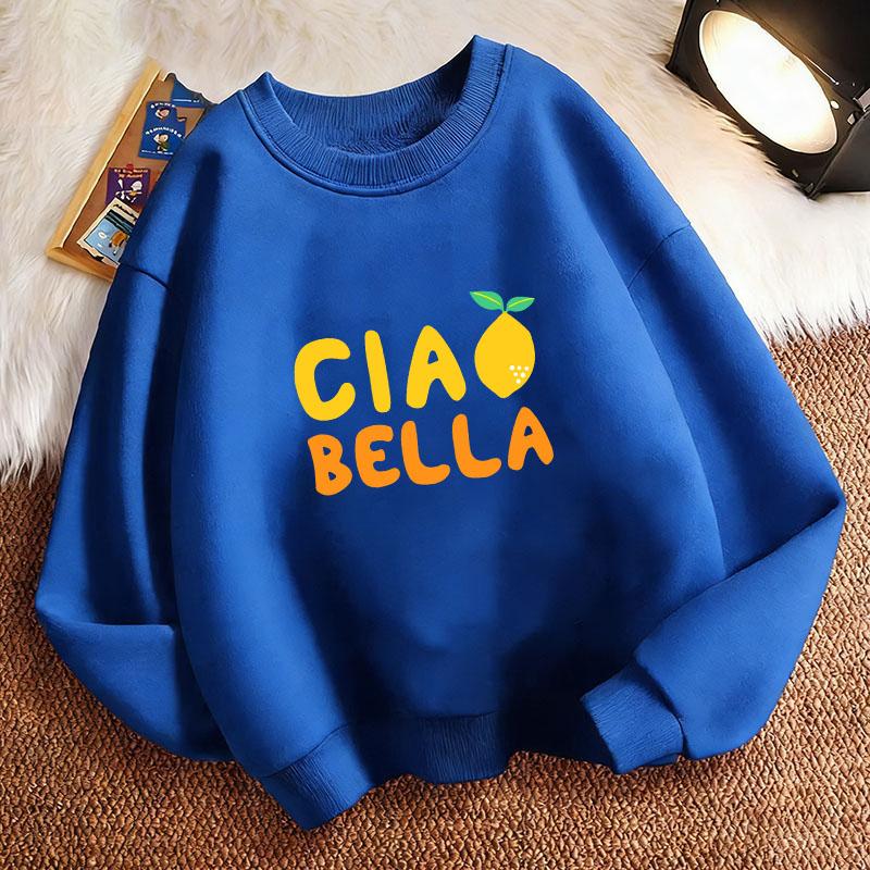 Graphic Ciao Bella Lemon Harajuku Children'S Sweatshirt Pullover Crew Neck Graphic Print Hoodie Boy/Girl Kids Hoody
