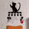 Vintage Katt Nyckelhållare Väggdekor 5 Krokar Kraftig Järn Väggkonst för Vardagsrum Kattälskare Julklapp