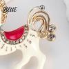 Shiny Enamel Horse Brooch Cute Rhinestone Lapel Pin Alloy Animal