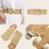 Gold Women Metal Waist Belt Snap Fastener Asymmetric Design Outerwear Dresses