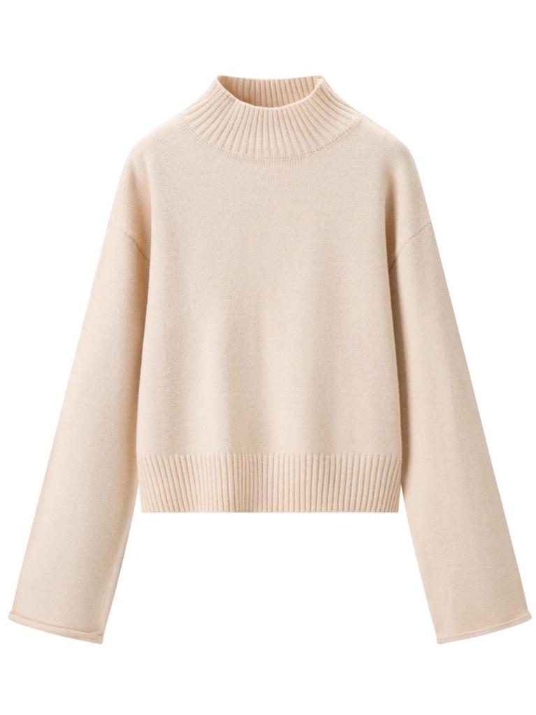 Korean Style Solid Color Casual Stand Collar Loose Knit Cardigan