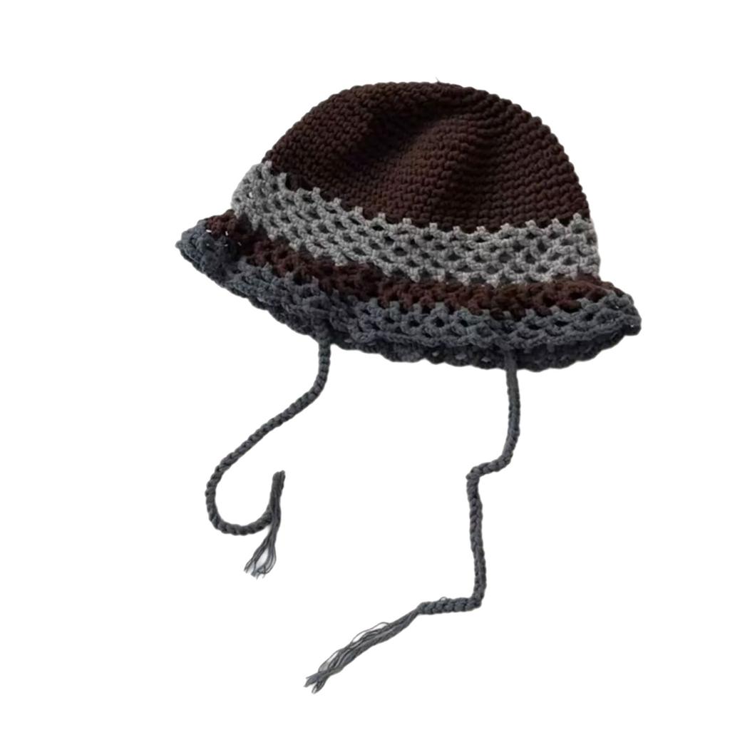 Handmade Bucket Hat Handwoven Colorful Openwork Crocheted Hat for Music Festival Stylish Colorful Fisherman Hat