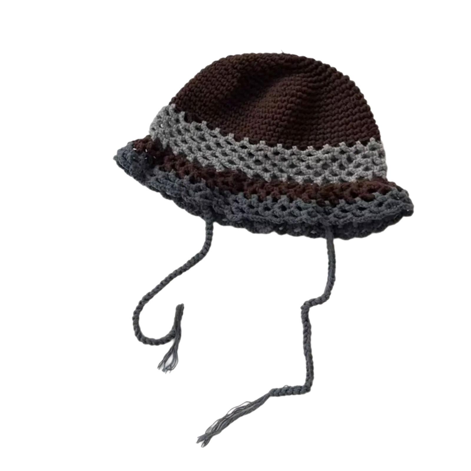 

Ручная работа Панама Ручной вязки Красочная Ажурная Вязаная Крючком Шляпа для Музыкального Фестиваля Стильная Красочная Шляпа Рыбака кофейный