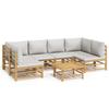 VidaXL Salon de jardin 7 pcs avec coussins gris clair bambou 3155102