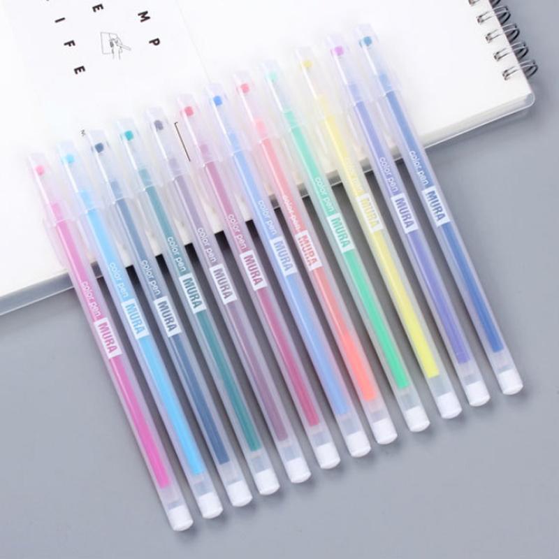 24/12PCS/Box Color Gel Pen Refill Kit Kawaii 05mm Candy Colors Ballpoint Pens Student Office Writing Pens School Stationery