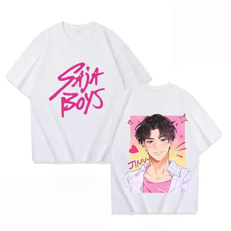 Saja Boys Tshirt 2026 Summer Cool Cartoon Kpop Demon Hunter Mens Tshirt Round Neck Pure Cotton Mens Parentchild Wear