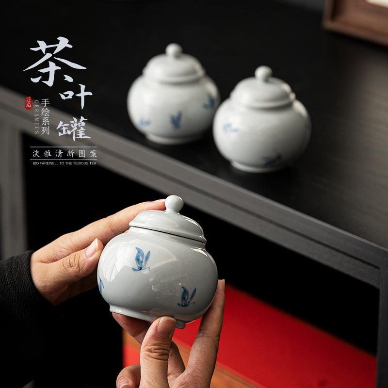 Ceramic tea can small high-end tea packaging box 1 small can of tea gift box empty box empty can of tea as a gift