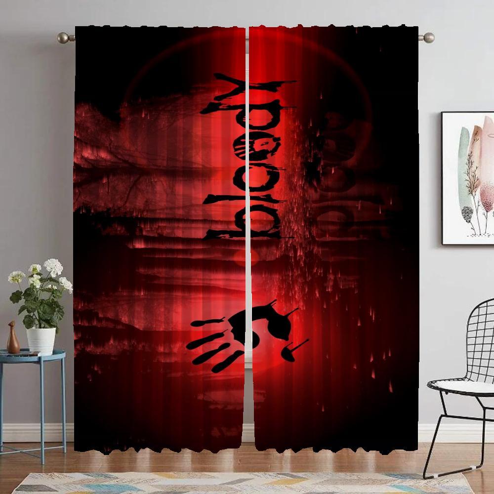 Cortina Blackout Tonos Sangrientos para Habitación 2 Paneles Cortinas Antimosquitos Cortinas de Interior para el Hogar Decoración de Halloween Separador