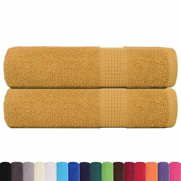 VidaXL Serviettes de douche 2 pcs doré 70x140 cm 360 g/m² 100% coton, serviette, ensemble de serviettes de bain, serviette 136809