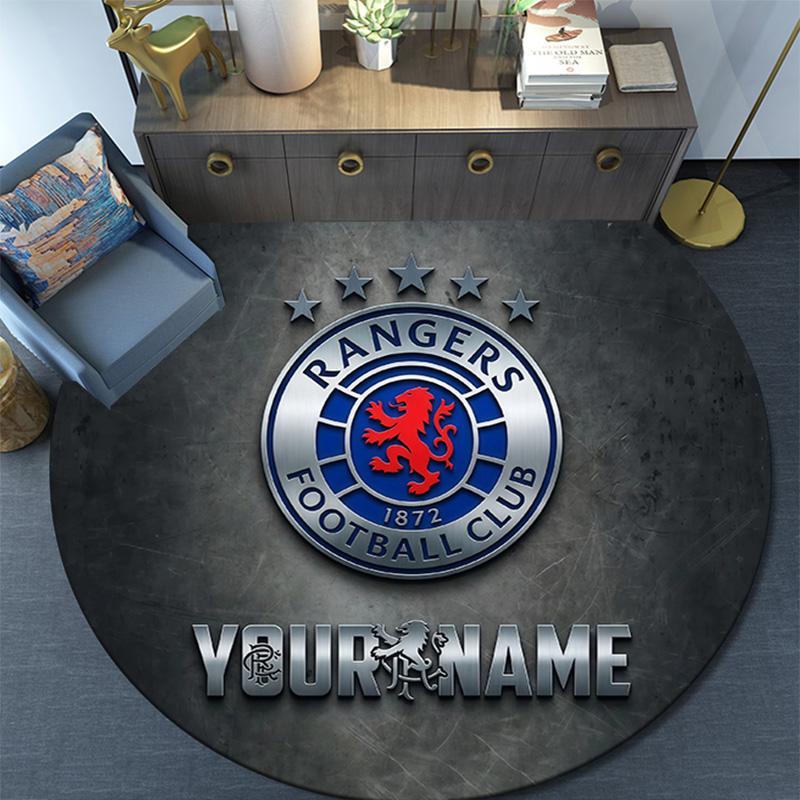 Custom Name Rangers FC Round Area Rug,Carpet Rug for Living Room Bedroom Sofa Playroom Decor,Non-slip Floor Mat
