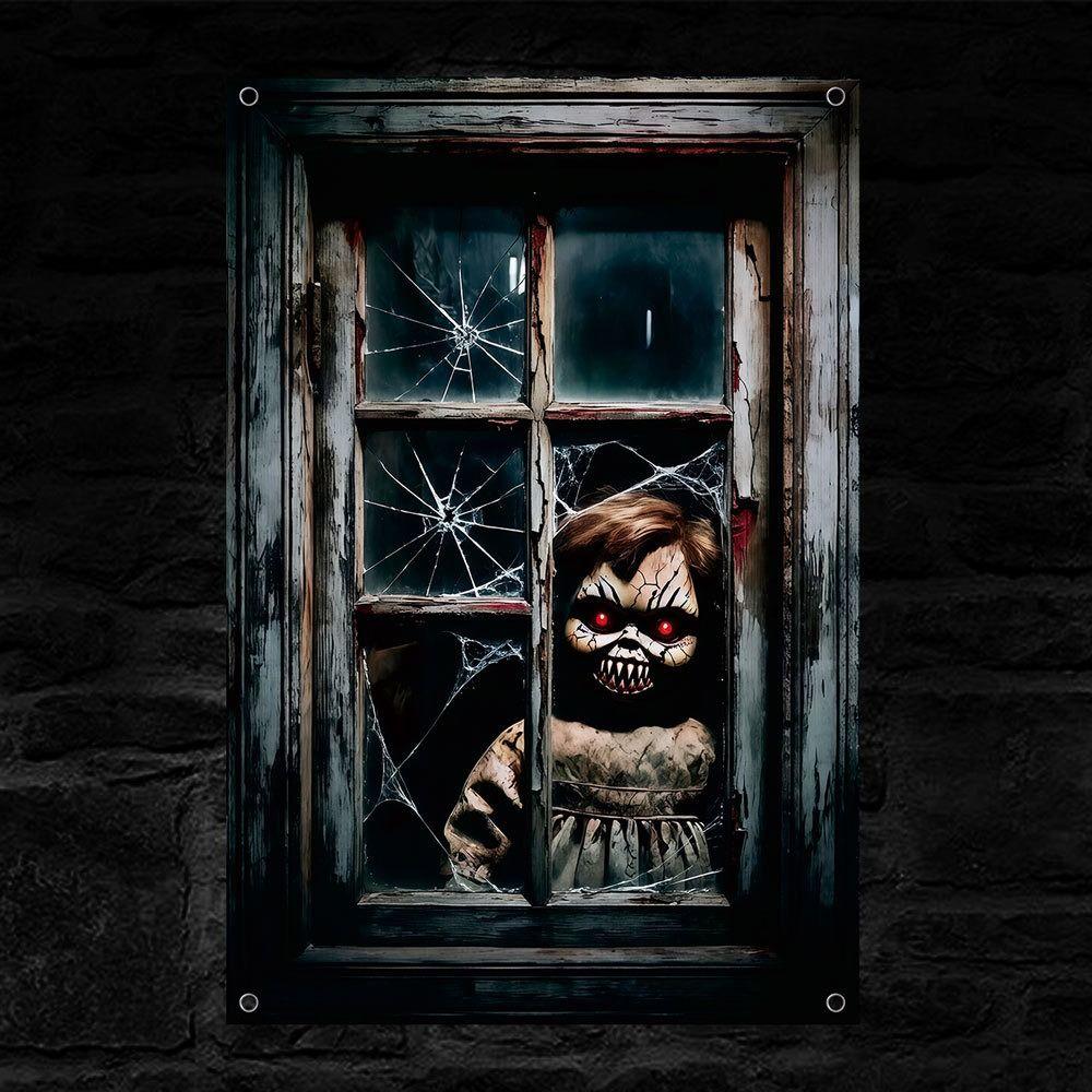 Large Size Fake Window Banner Hanging Design Horror Hanging Cloth Home Decoration