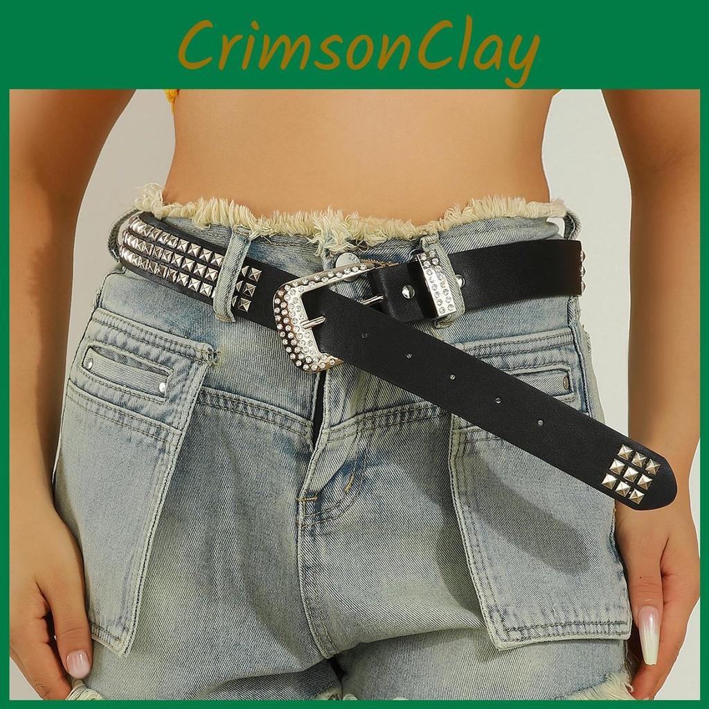 Fashion Rivet And Rhinestone Decoration Women Casual Wide Belt For Daily