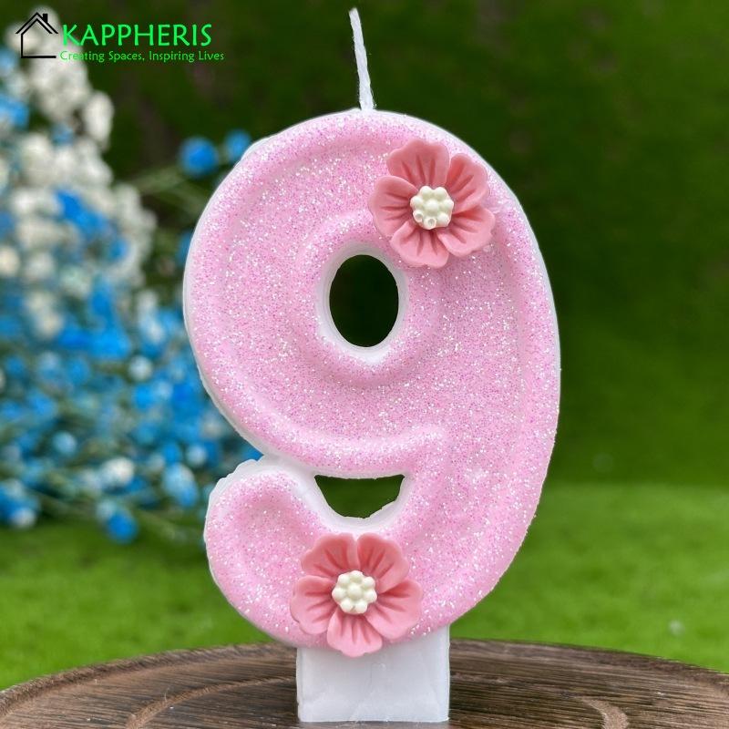 Pink Birthday Candles Flower Birthday Candle 1 Years Baby Girl Cake Topper Decoration Flower Honey Bee Candles