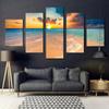 5pcs Cloudy Ocean Canvas Wall Art Yellow Sky Maldives Island Posters Print Blue Sea Ocean Beach for Living Room Decor Unframed