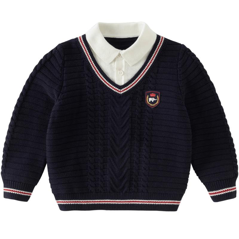 DAVE & BELLA Boys' Faux Two-Piece Anti-Static Sweater