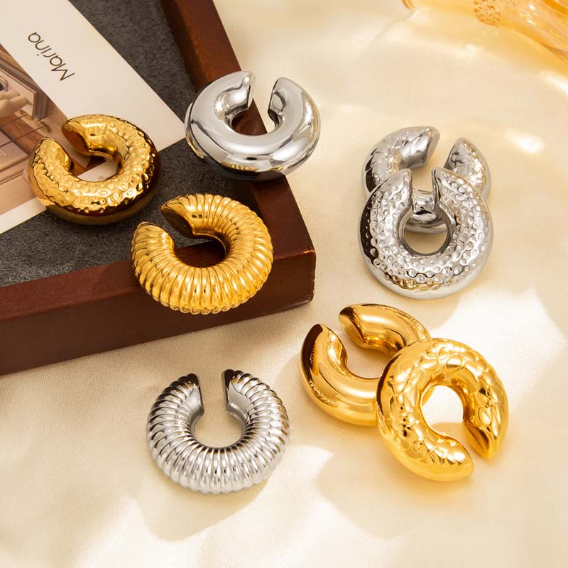 1Pcs Vintage Gold Color Round C Shape Clip Earrings for Women Punk Metal Geometric Without Piercing Cartilage Ear Cuff Jewelry