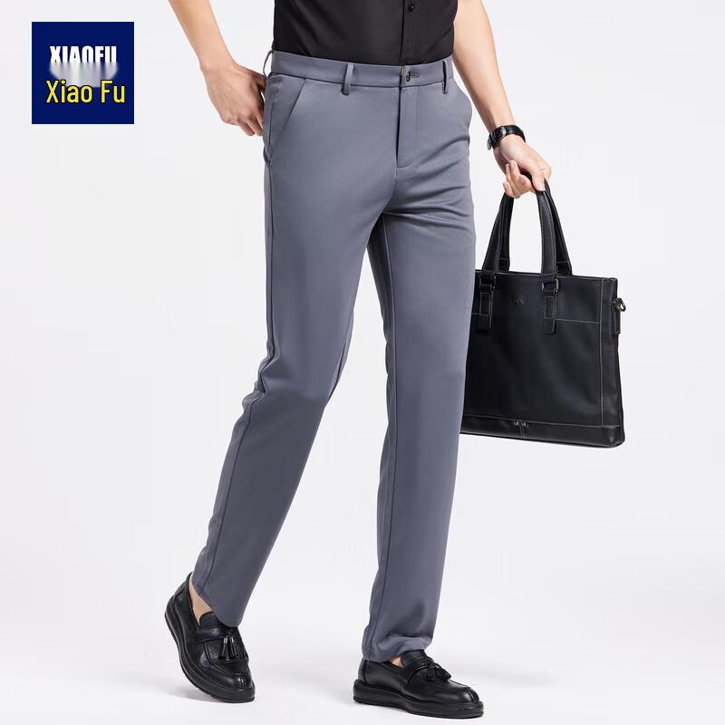 Xiao Fu Men s Stretch Straight-Leg Business Casual Pants 33