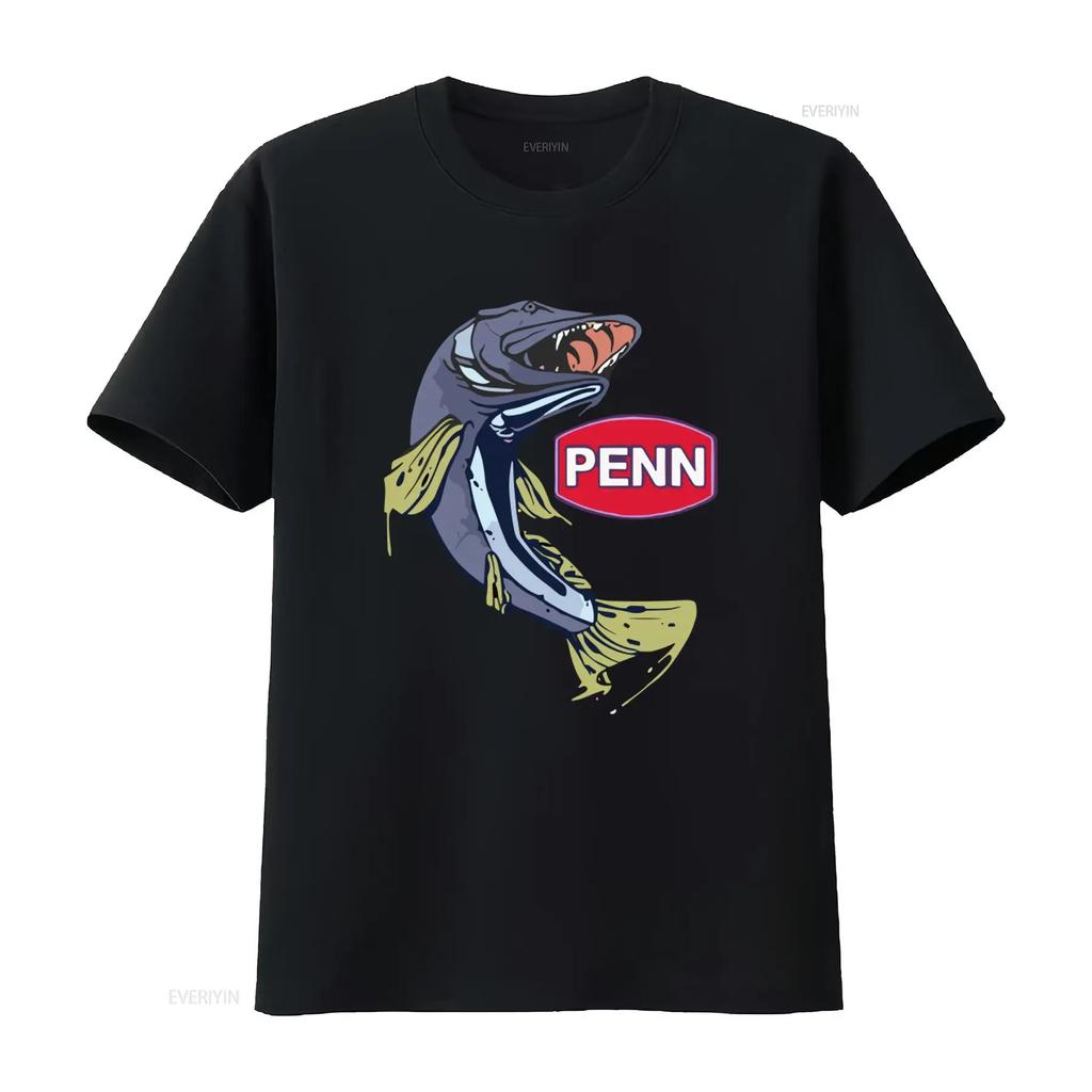 PENN Attrezzatura da Pesca Logo Aziendale Maglietta Nera da Uomo Taglia S 3XL con Stampa di Pesce Cool vintage Lavata Traspirante Comoda