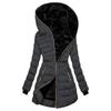 Modische Damen-Jacke mit Kapuze, warmer Mantel, lang, gepolstert, schmal